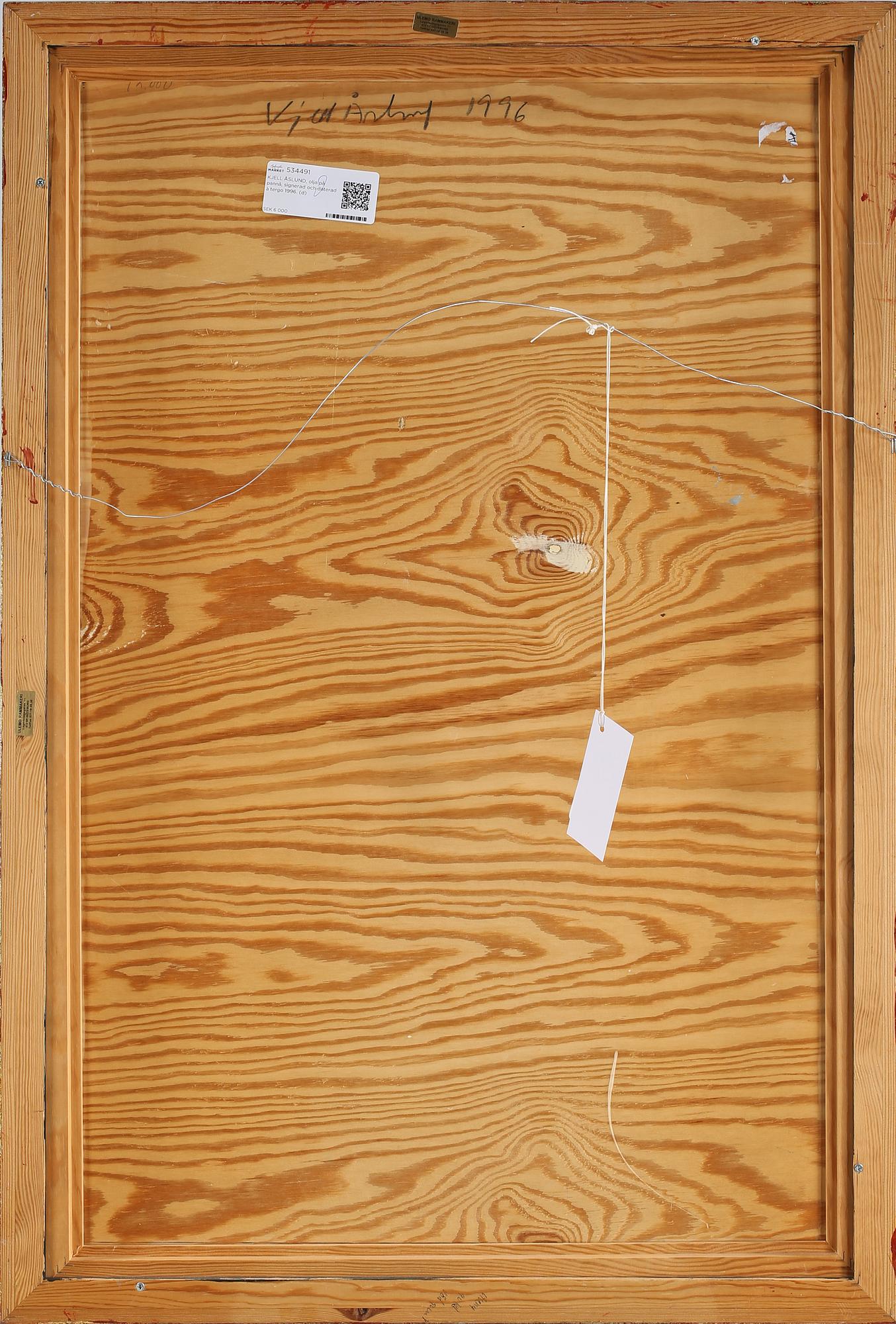 KJELL ÅSLUND, olja på pannå, signerad och daterad à tergo 1996.