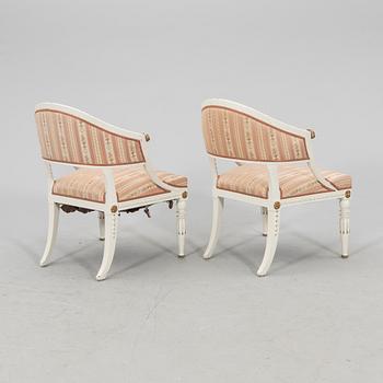 Armchairs 1 pair, late Gustavian style, first half of the 20th century.