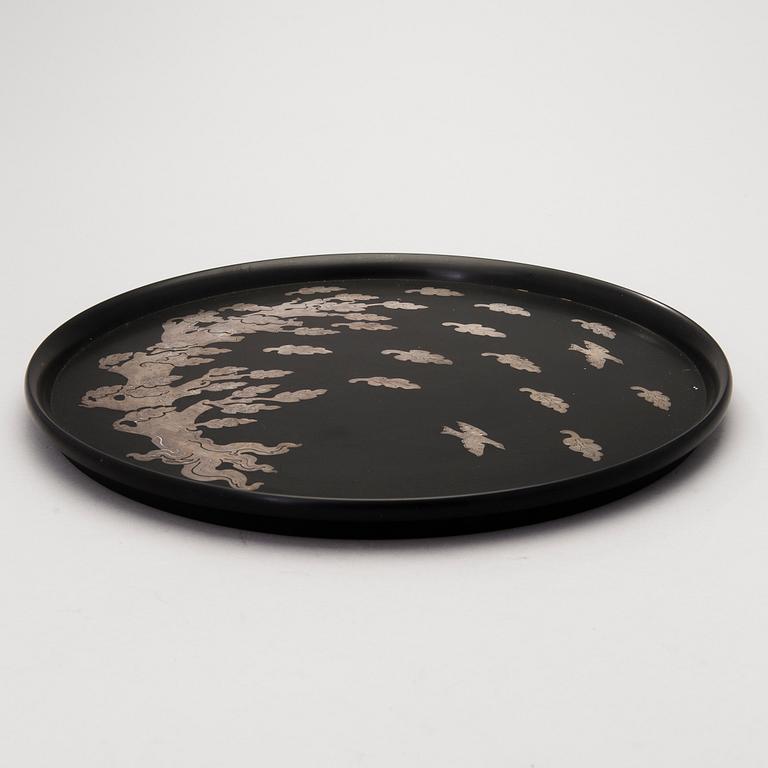 A Perstorp silver inlay, isolit tray, Sweden 1963.