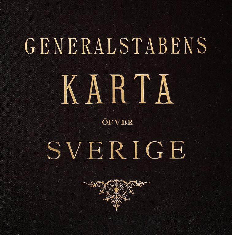 KARTBOK, "Generalstabens karta öfver Sverige", utgiven av generalstabens litografiska anstalt, 1800-talets slut.