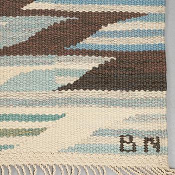 Barbro Nilsson, MATTO, "Snäcklösa", flat weave, ca 265 x 176,5-177,5 cm, signed AB MMF BN.