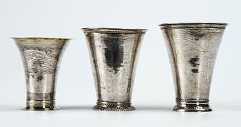 BÄGARE, 3 st, 1700/1800-tal. Vikt ca 190 gr.