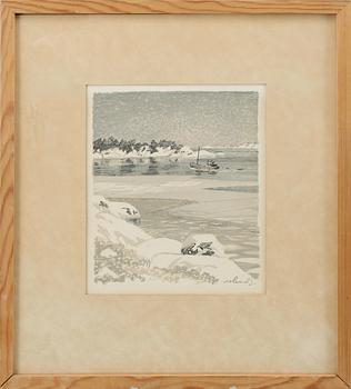 ROLAND SVENSSON, 2 st färglitografier samt bok, 1900-talets förta hälft/mitt.