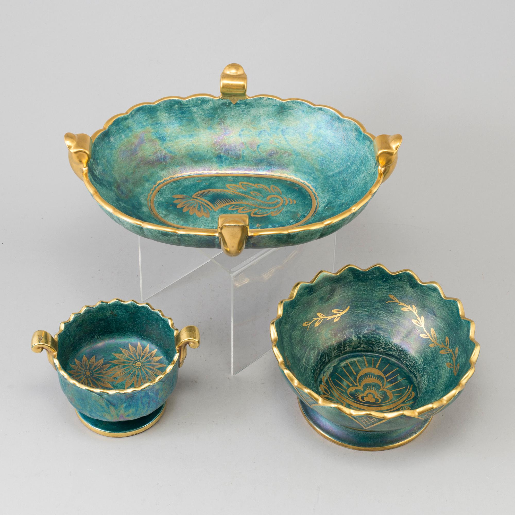 3 bowls by Josef Ekberg for Gustavsberg, 1920´s/30´s.