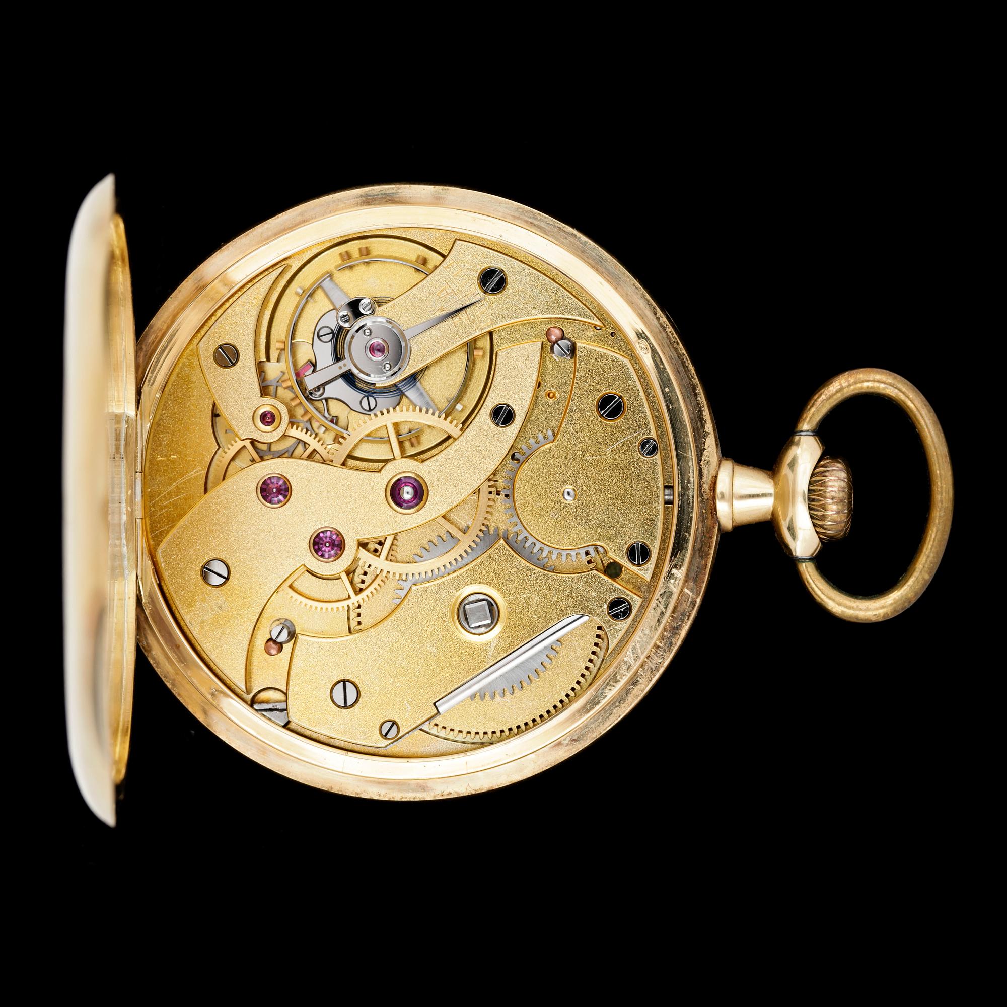 FICKUR, guld 18K, Alex. Hüning, Genève, tidigt 1900-tal. Vikt 76,4g.