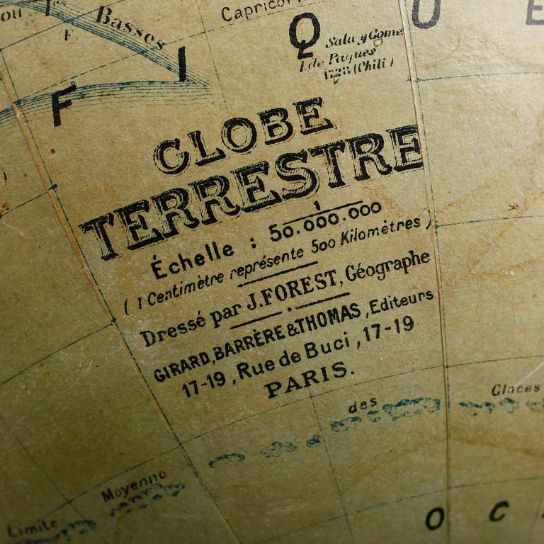 JORDGLOB, Globe Terrestre", Paris, 1900-talets första hälft.