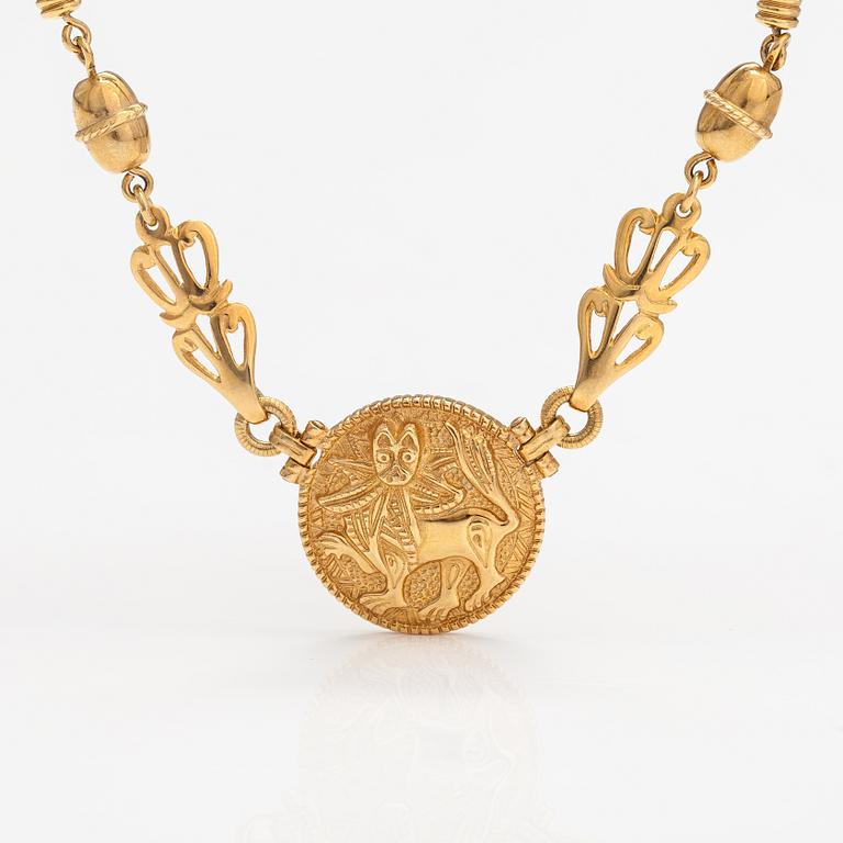 Kaulakoru "Aurinkoleijona", 18K kultaa. Kalevala koru, Helsinki 1998.
