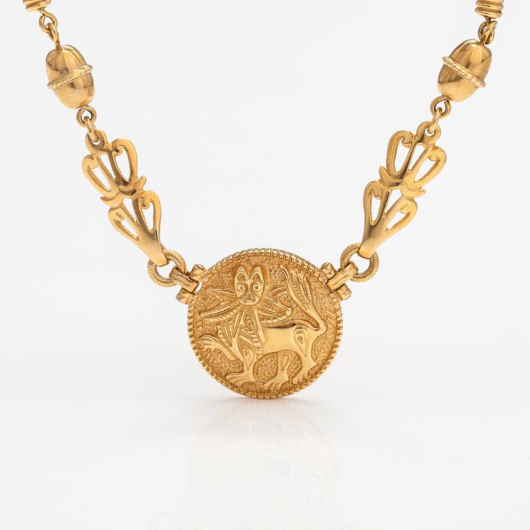 An 18K gold necklace "Sun lion". Kalevala koru, Helsinki 1998.