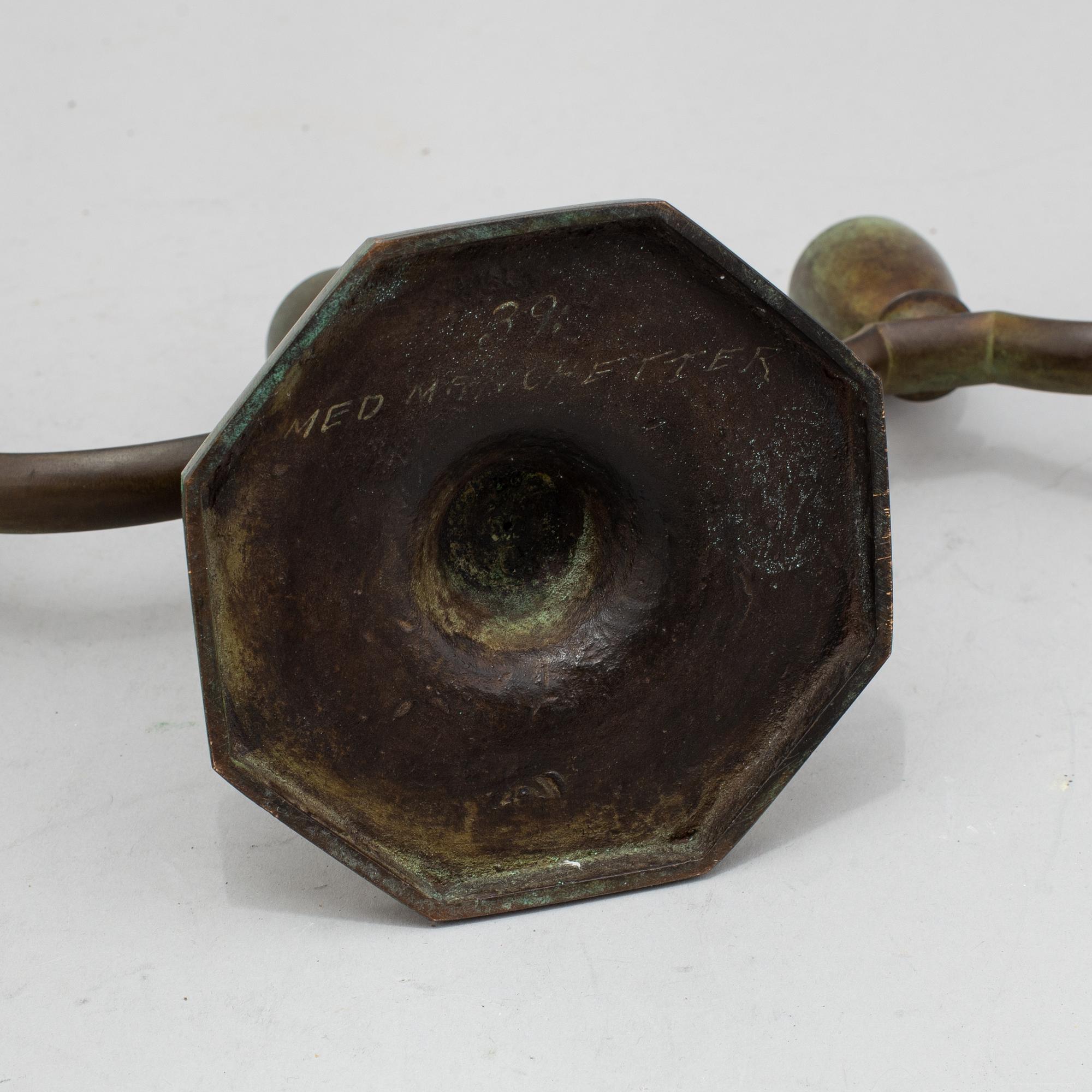 GAB, kandelaber, patinerad brons, 1930-tal.