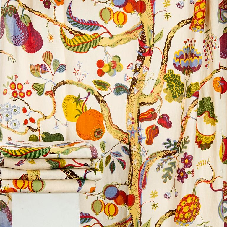 Josef Frank,  gardiner 4 våder 1900-talets andra hälft linne 222x123 cm vardera.