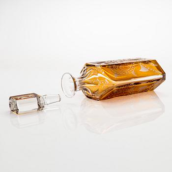 A decanter and four drinking glasses, signed TR Karhula 1943. Karhula Glassworks.