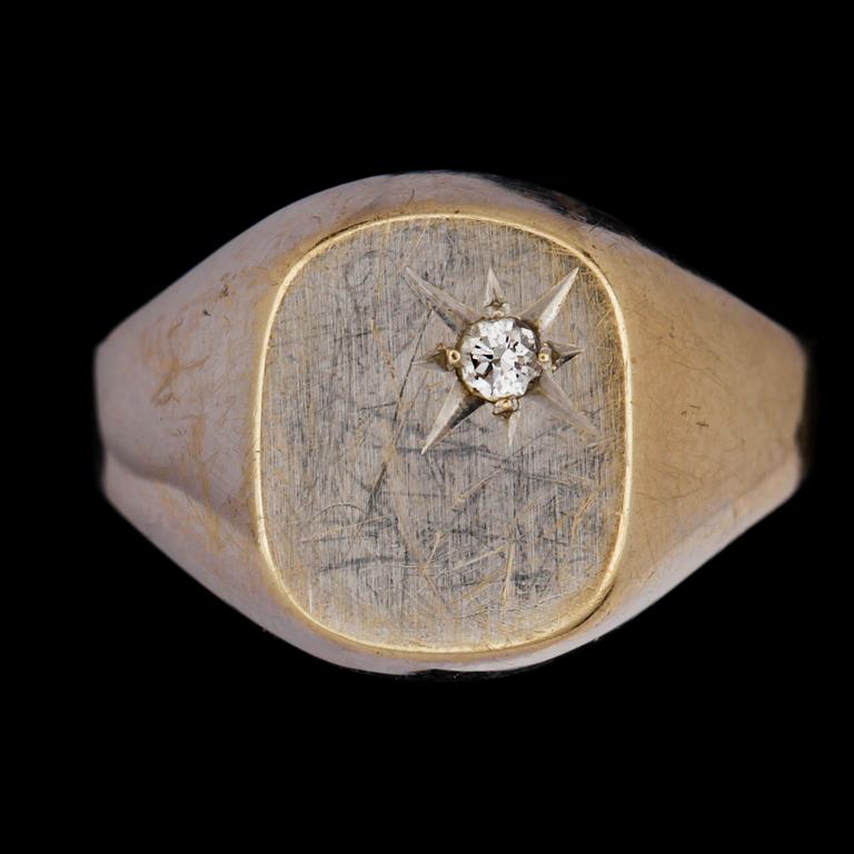 HERRINGAR, 2 st, 18 k guld, briljantslipad diamant samt syntetisk rubin. Tot vikt ca 9 g.