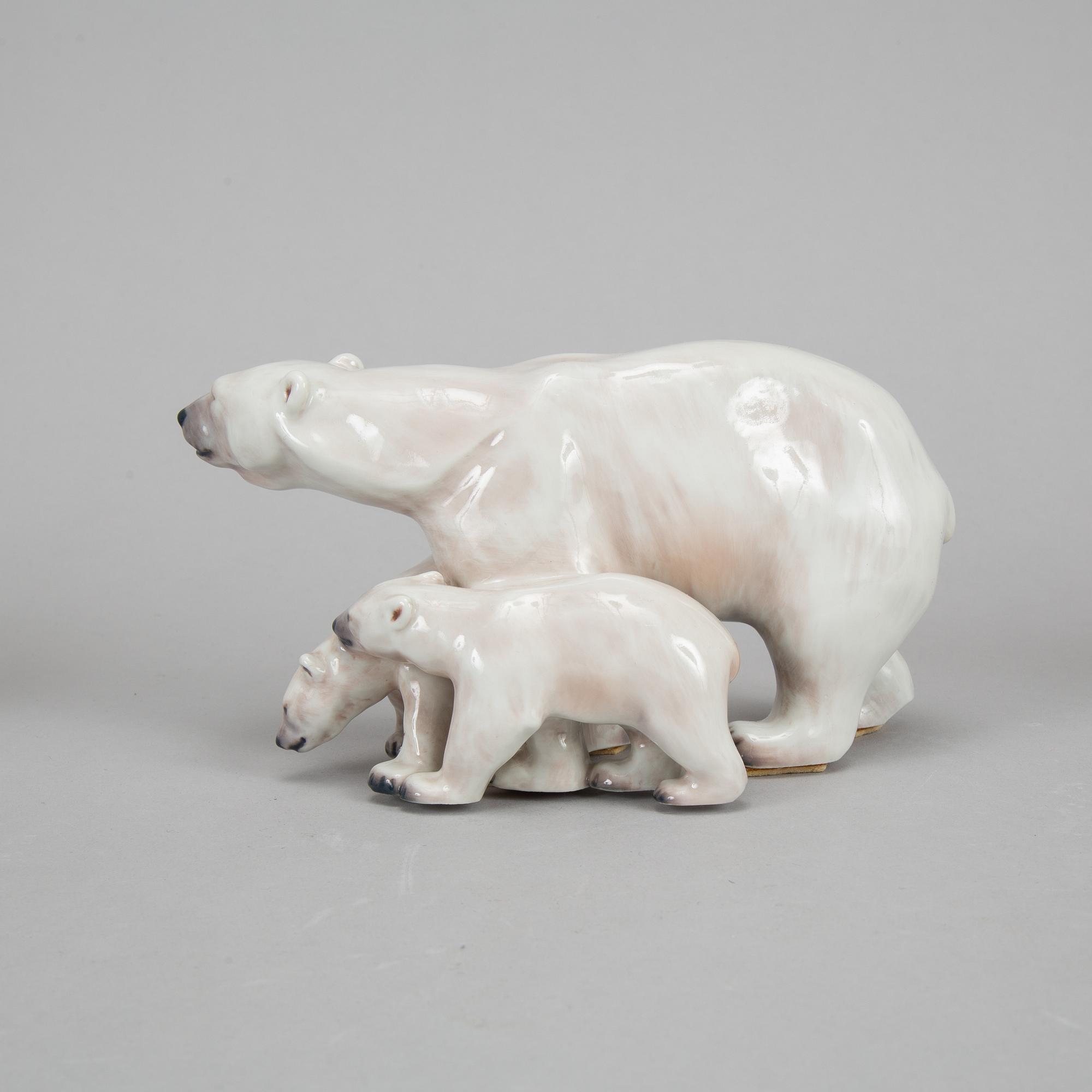 Dahl Jensen, three porcelain polar bears, Denmark.