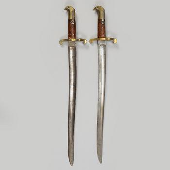 BAJONETTER 7 st, svenska, 1800-tal.