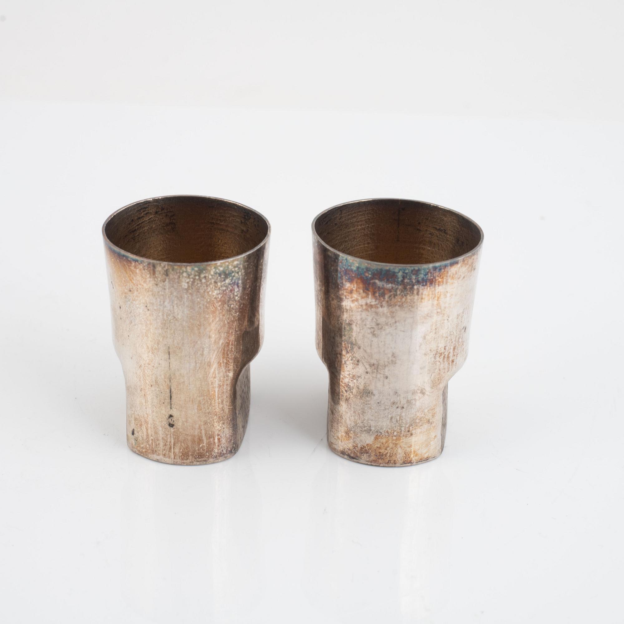 Karlheinz Sauer, bägare, ett par, silver, Västerås 1974.