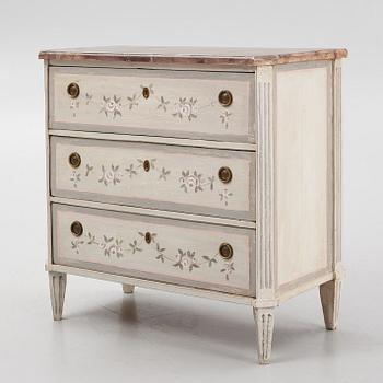 A Gustavian-style painted commode incorporating older elements.