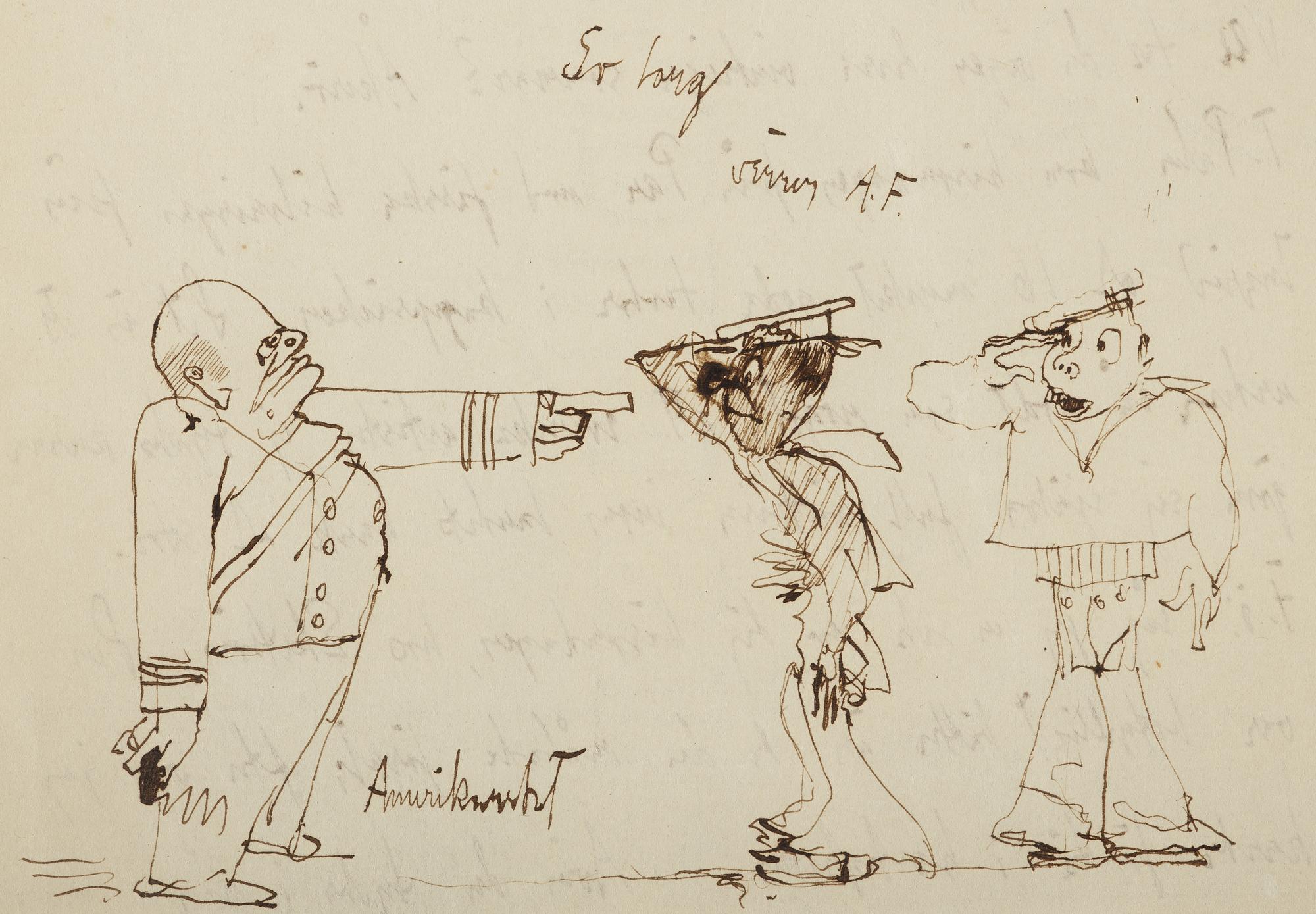 Axel Fridell, letter and drawings, signed, juli 1931.
