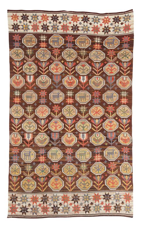 DRAPERI. "Lammet". Rölakan. 257,5 x 162,5 cm. Signerat MMF.