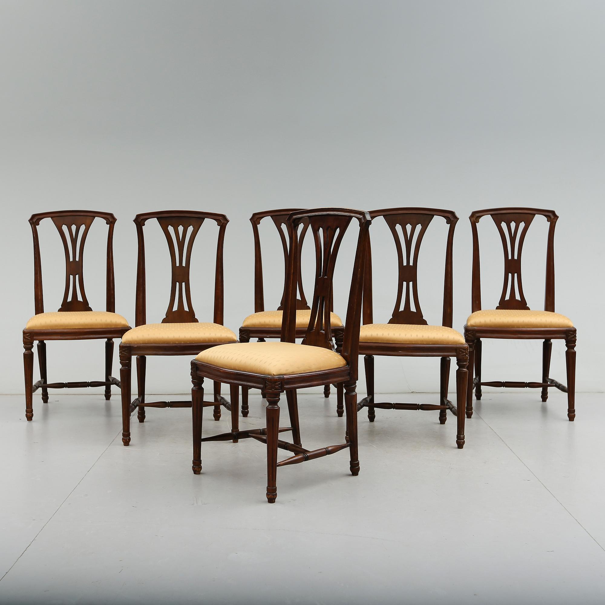 STOLAR, 6 st, gustaviansk stil, 1900-talets andra hälft.