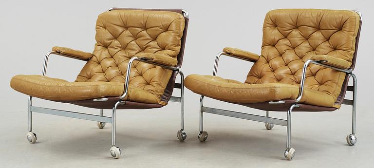 FÅTÖLJER, ett par, "Karin", Bruno Mathsson för Dux, 1970-tal.