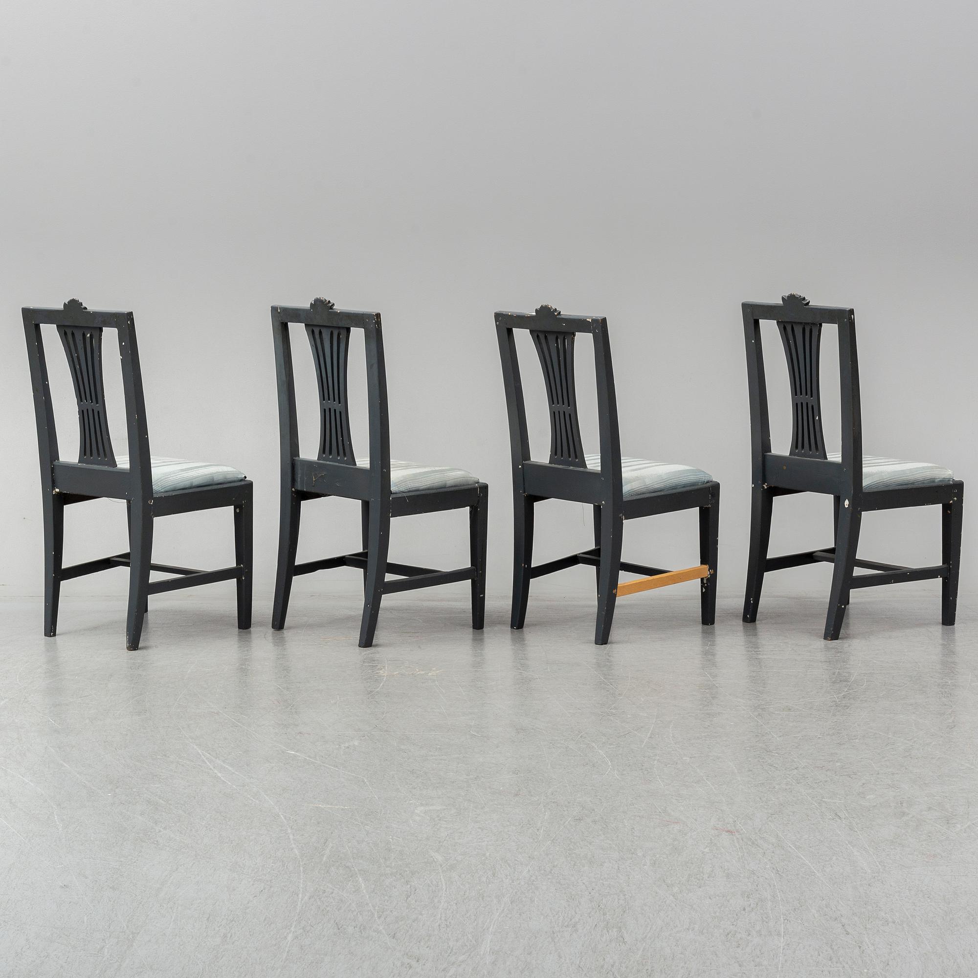 Four Gustavian chairs, Lindome, circa 1800.