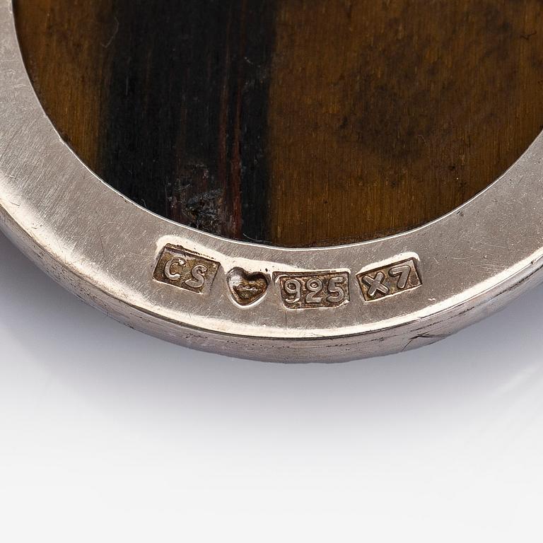 Riipukset, 4 kpl, hopea, spektroliitti, tiikerinsilmä, geodi, Christer Stenberg 1973-75.