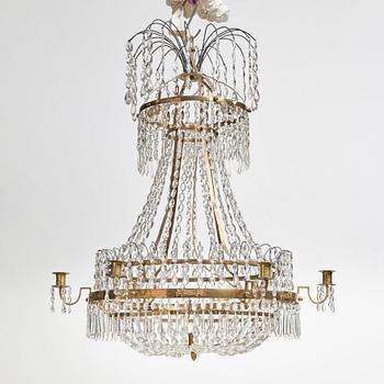 A late Gustavian circa 1800 seven-light chandelier.