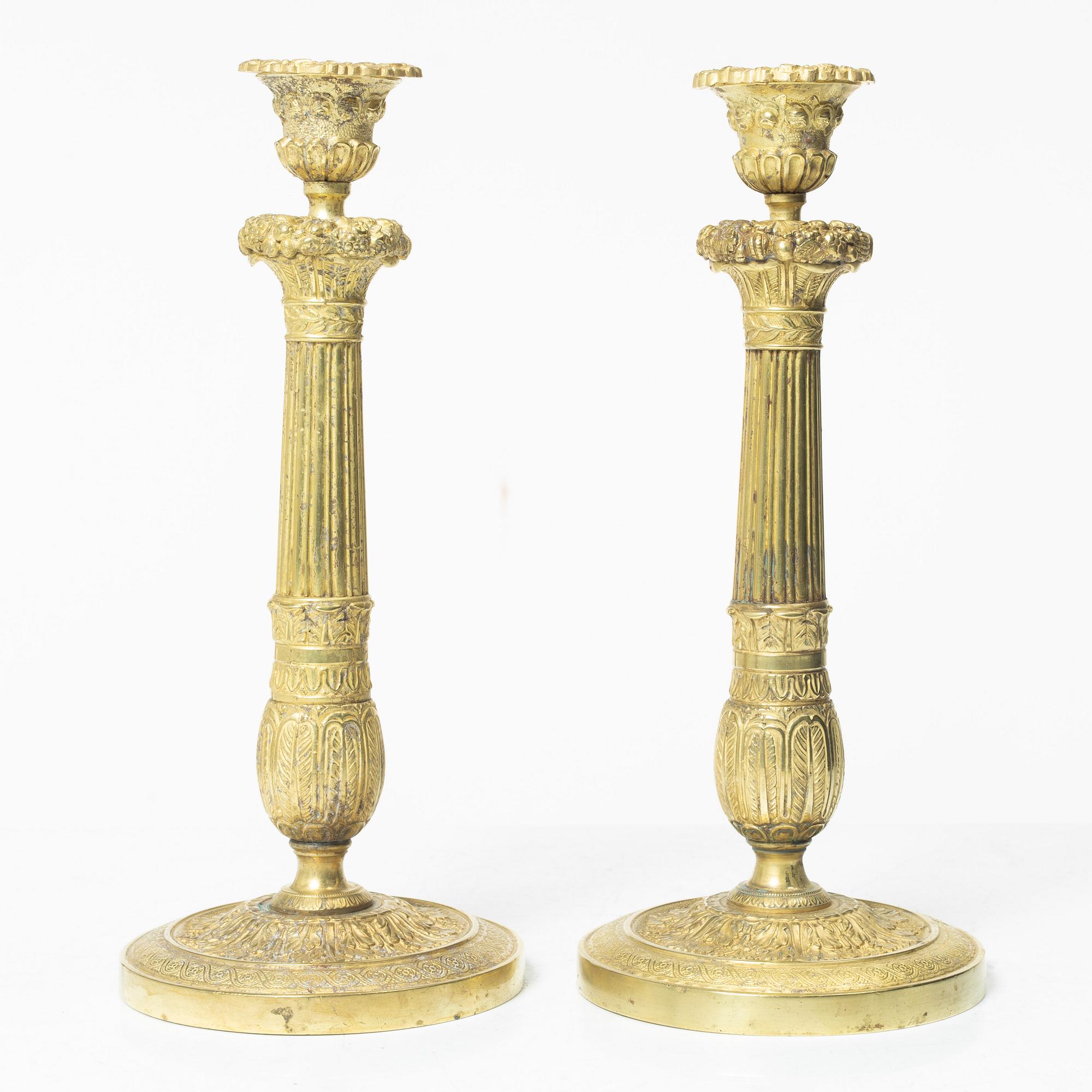 Ljusstakar, ett par, Frankrike, 1800-talets första hälft/mitt.