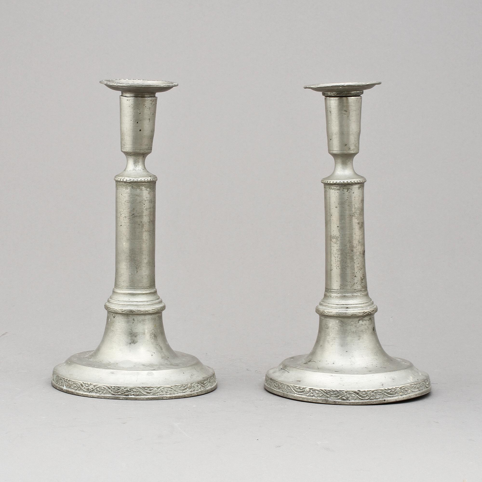 LJUSSTAKAR, ett par, Helledaij, Jönköping, tenn, 1786.