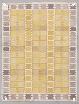 A CARPET, "Liljorna, gul", flat weave, designed by Ingrid Dessau for Hemslöjden Borås., around 216 x 165 cm.