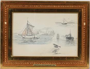 JOSEFINA HOLMLUND, blyerts och akvarell, 4 st, intygade a tergo.