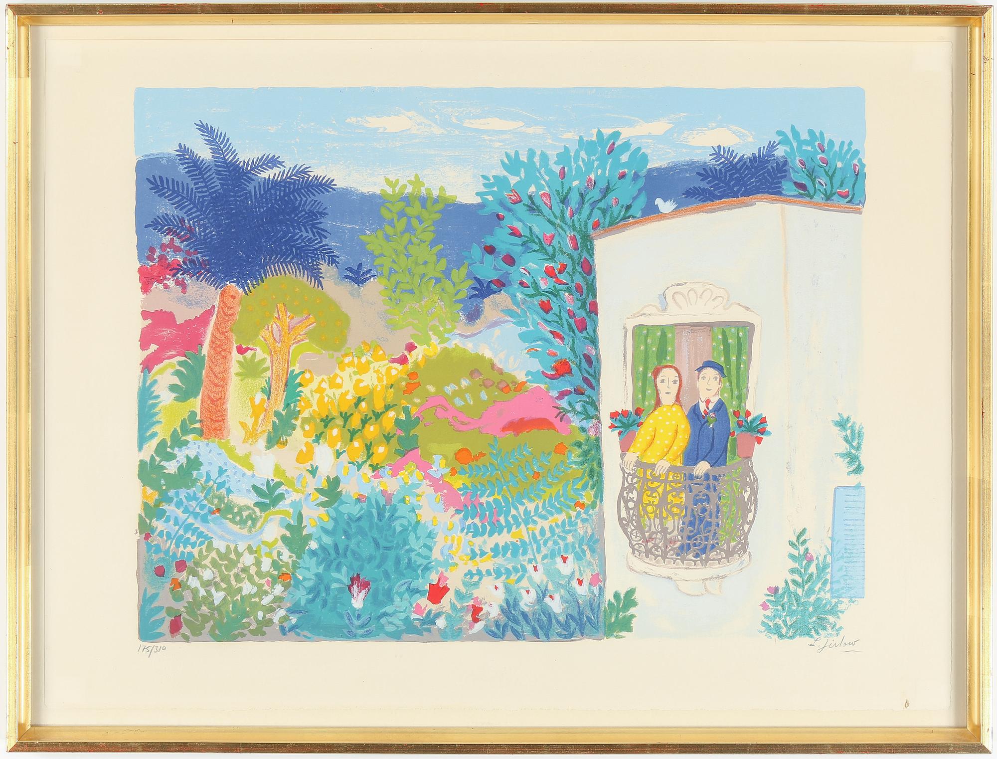 LENNART JIRLOW, "Balkongen", färglitografi, signerad o numrerad 175/310.