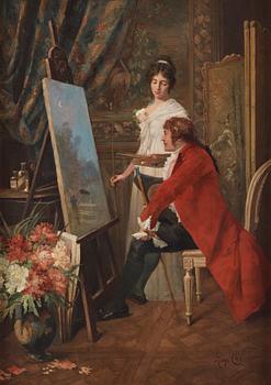 884. Georges Jules Cain, In front of the easel.