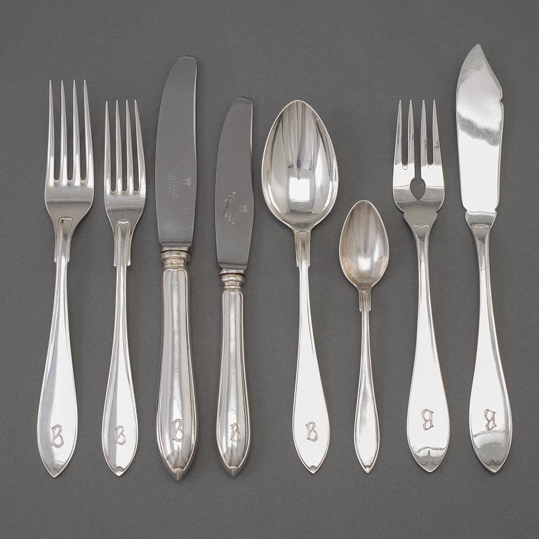 A Swedish silver flatware 82-piece service, maker's mark GAB, Stockholm, 1930s.