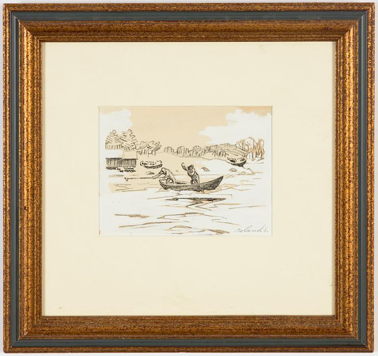 Roland Svensson, mixed media, signed.