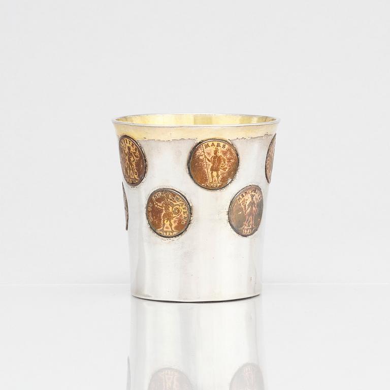 A Swedish parcel-gilt silver coin-beaker, mark of Nils Hellberg, Norrtälje 1805.