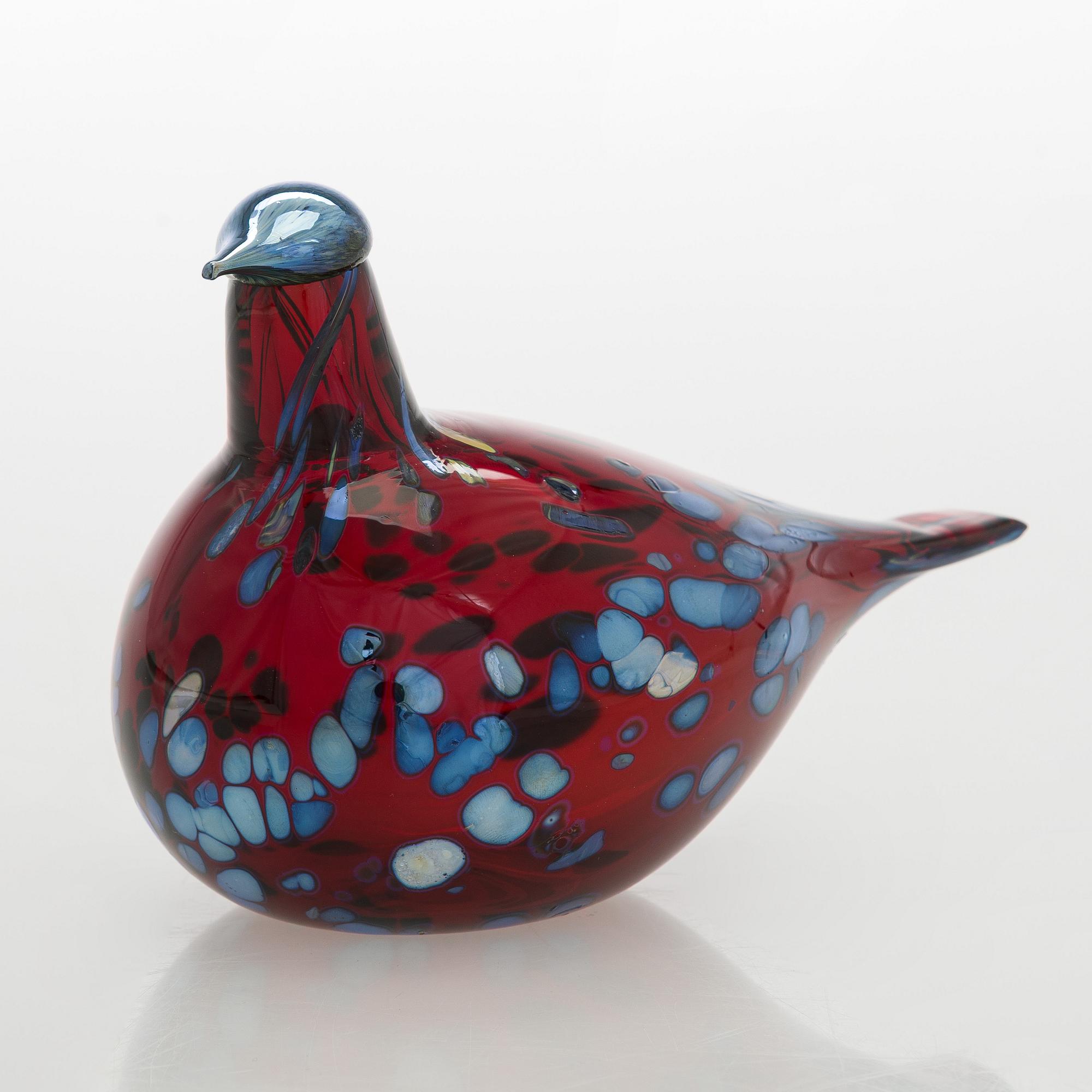 Oiva Toikka, lasilintu, "Rubiinilintu", signeerattu O. Toikka Iittala.