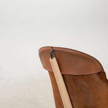 Gösta Westerbergs, a beech and leather easy chair, second half of the 20th Century.