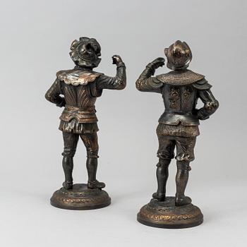 A pair of decorative metal sculptures, circa 1900.