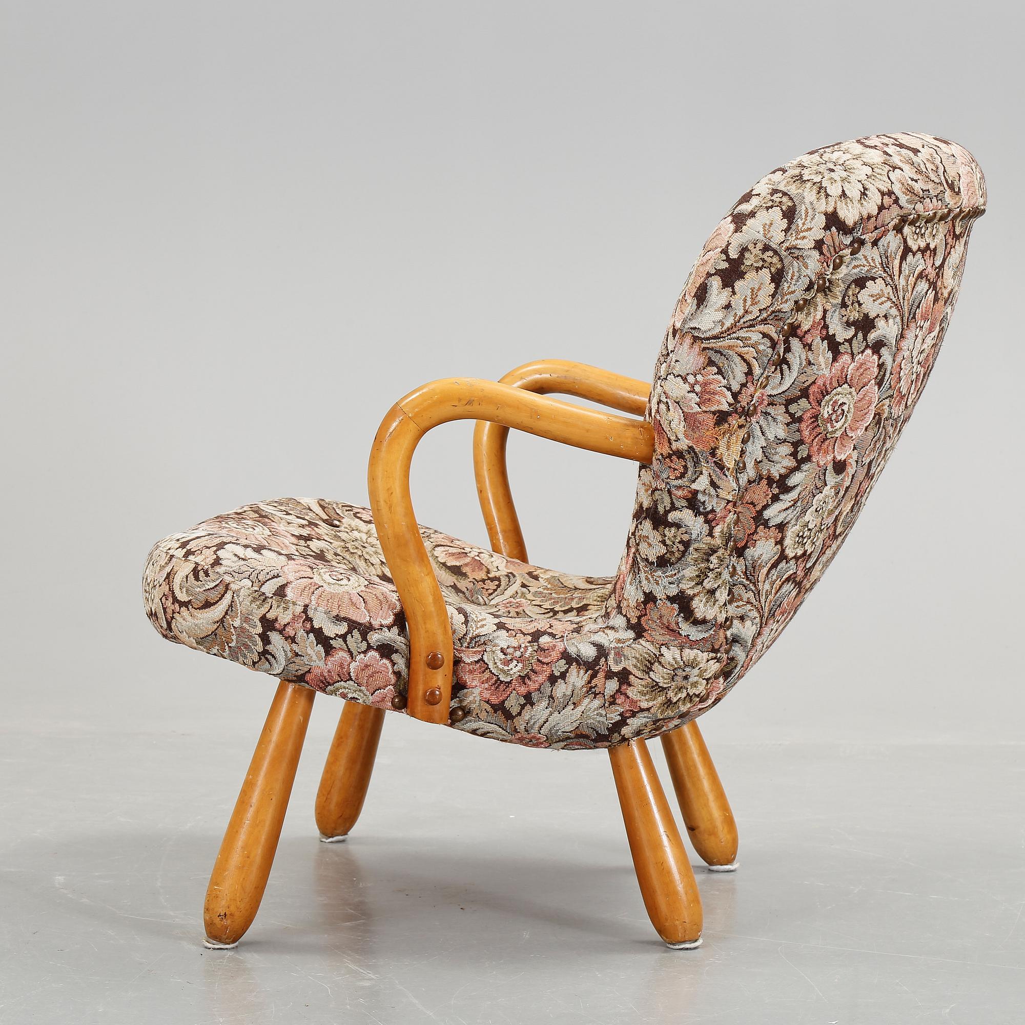 FÅTÖLJ, "Clam Chair" / "Muslinge", Philip Arctander, tillskriven, 1940/50-tal.