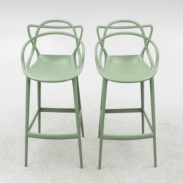 Philippe Starck and Eugeni Quitllet, bar stools, a pair, "Masters stool, Kartell, Italy.