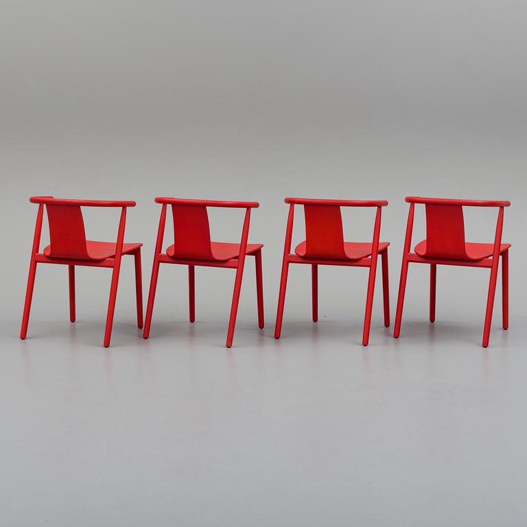 Four Cappellini wooden chairs.