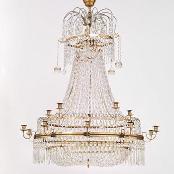 A late Gustavian fifteen-light chandelier by C. H. Brolin (1765-1832).