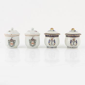 A set of four (2+2) custard cups with covers, Qing dynasty, 18th Century.
