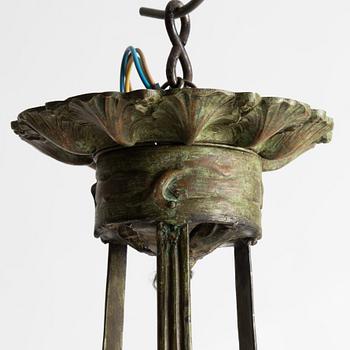 Arvid Böhlmarks Lampfabrik, a model 3853 A Art Nouveau ceiling lamp, Stockholm, 1910s.