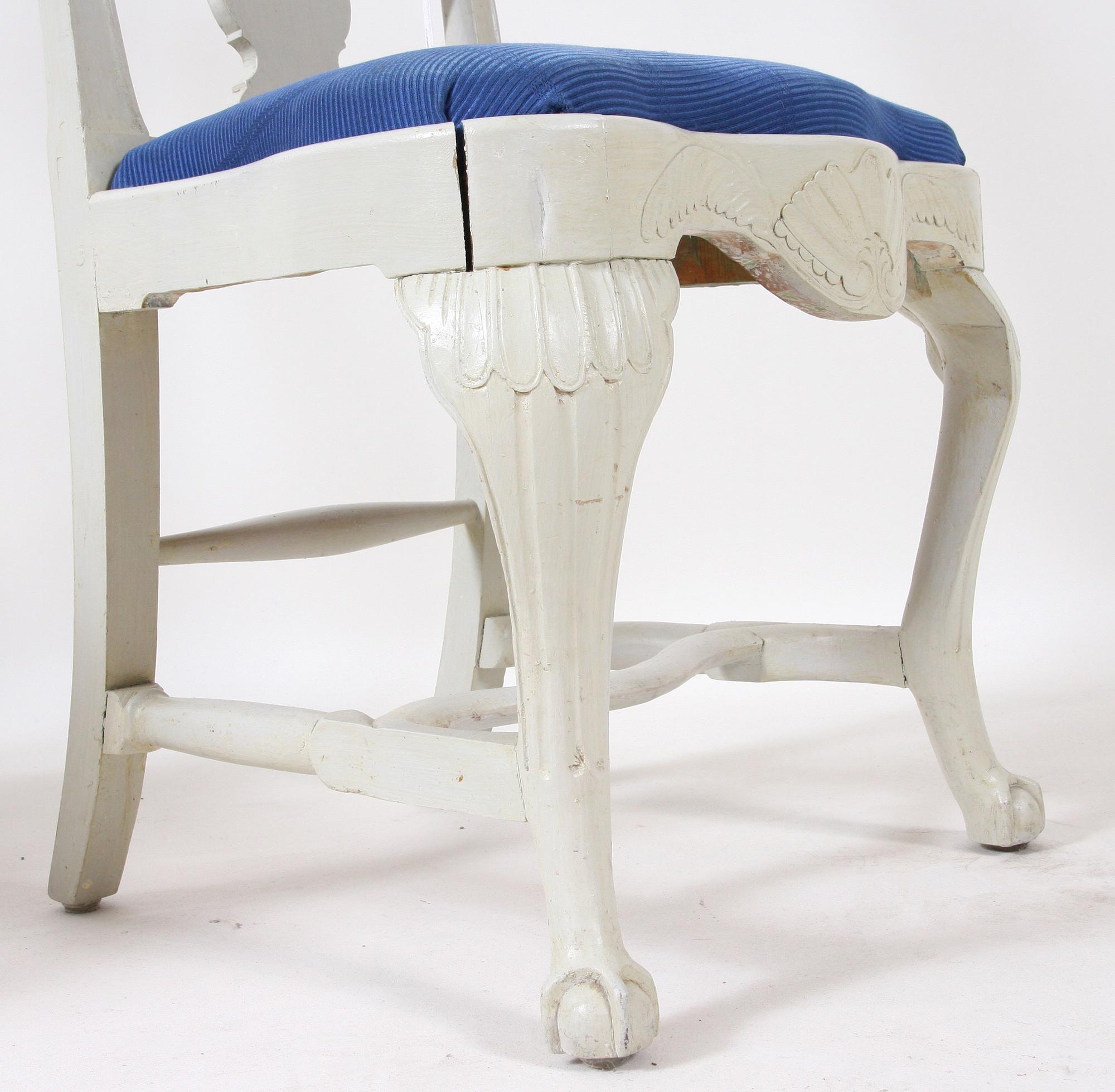 STOLAR, 6 st, senbarock/rokoko, sannolikt Västsverige, 1700-tal.