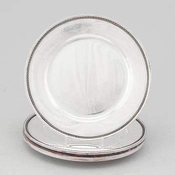 GAB, tallrikar, 8 st, silver, Stockholm, 1955.