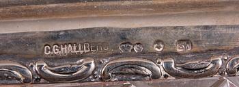 ASKAR, 4 st, silver o glas, CH Hallberg Stockholm 1920.