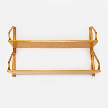 Alvar Aalto, a model 112B-2 birch wall shelf, Svenska Artek, Aalto Design, Hedemora, 1945-56.