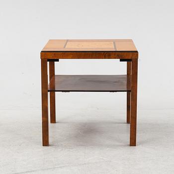 A birch and elmwood veneered side table, 1930's.